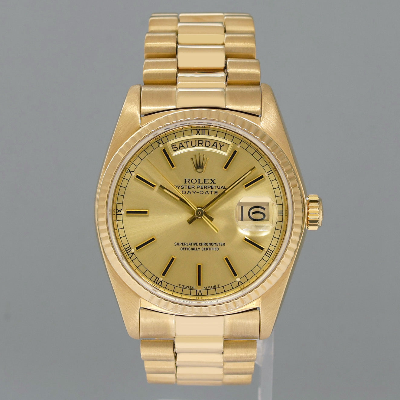 Rolex President Day-Date Champagne Stick 18038 Quickset Yellow Gold Watch Box