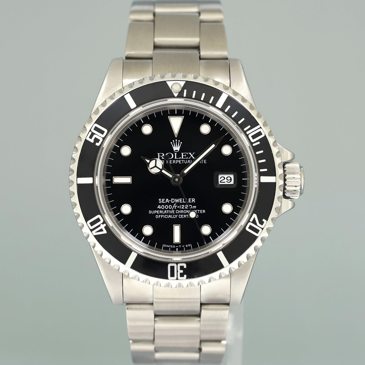 1998 PAPERS Rolex Sea-Dweller Steel 16600 Black Tritium Dial Date 40mm Watch Box