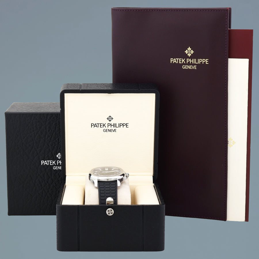 MINT PAPERS Patek Philippe Steel Aquanaut Black Rubber JUMBO 5065 38mm Tritium Watch