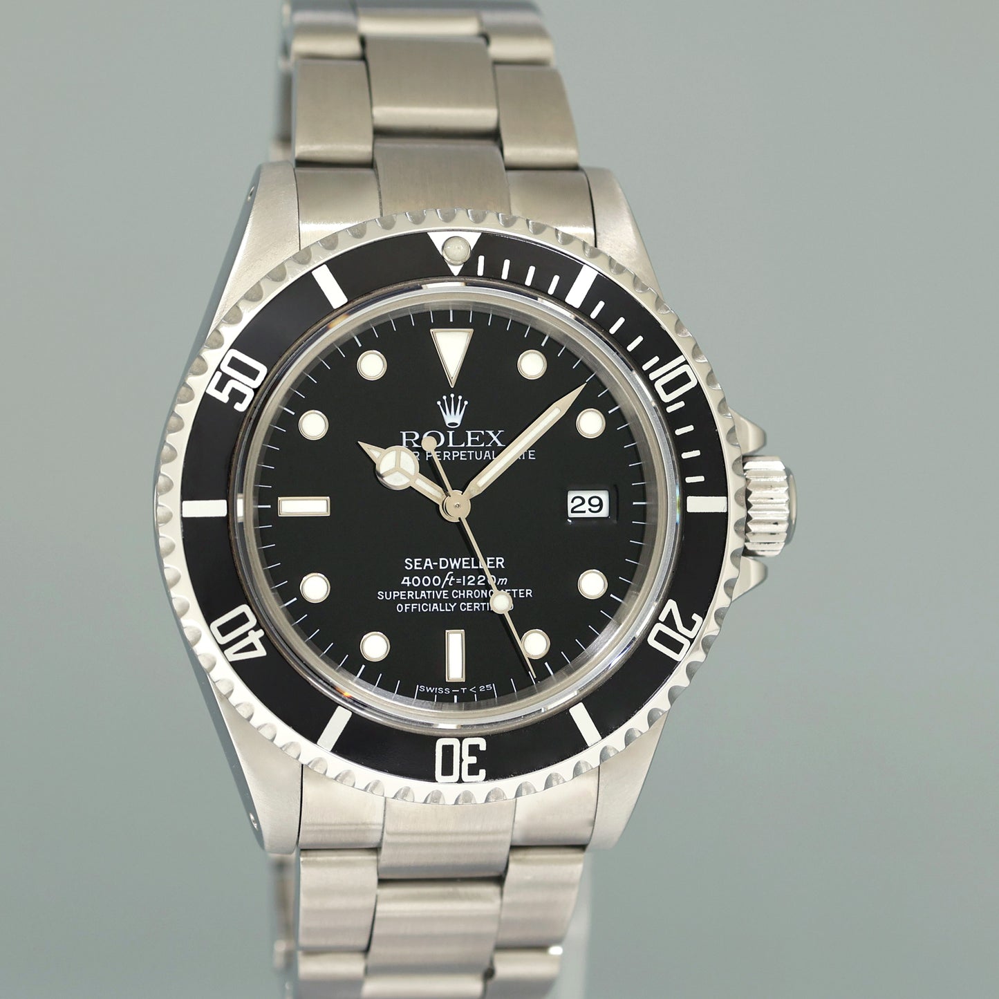 1998 PAPERS Rolex Sea-Dweller Steel 16600 Black Tritium Dial Date 40mm Watch Box