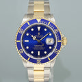 MINT 1999 Rolex Submariner 16613LB Yellow Gold Steel Two Tone Sunburst Blue Watch