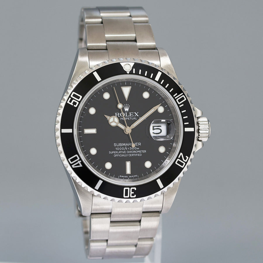 2008 PAPERS MINT Rolex 16610LN Submariner Date Steel Black 40mm Oyster Watch Box