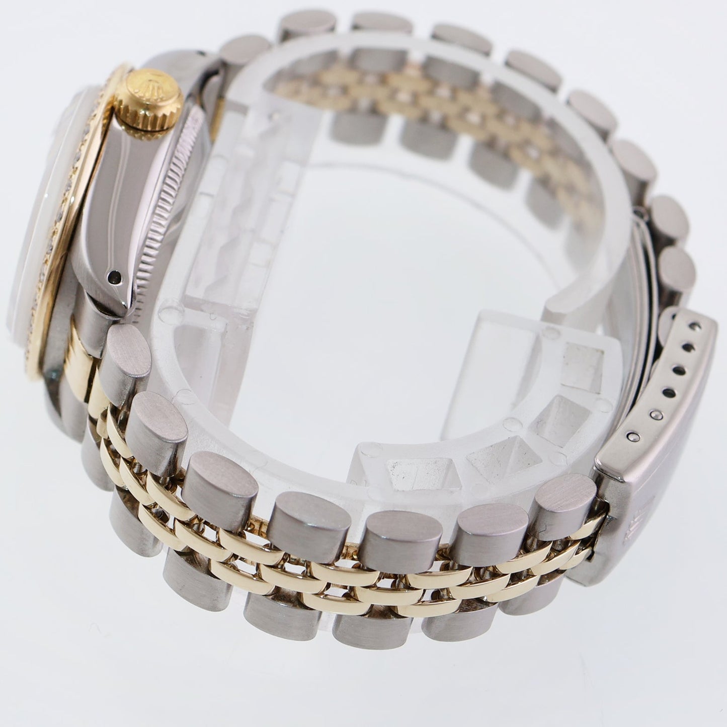 Diamond Ladies Rolex DateJust 26mm 6917 Two Tone Gold Steel Mother of Pearl Watch