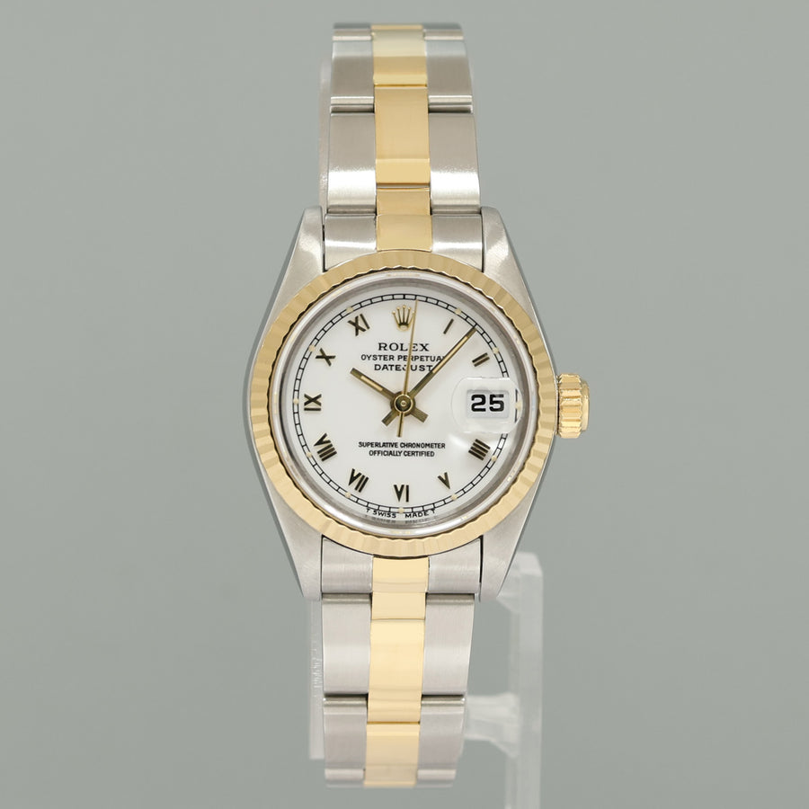 MINT Pearl Diamond Ladies Rolex 26mm DateJust 69173 Two Tone Gold Oyster Watch