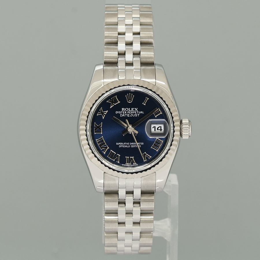 2014 MINT Ladies Rolex DateJust 179174 Blue Roman Jubilee 26mm Watch Box