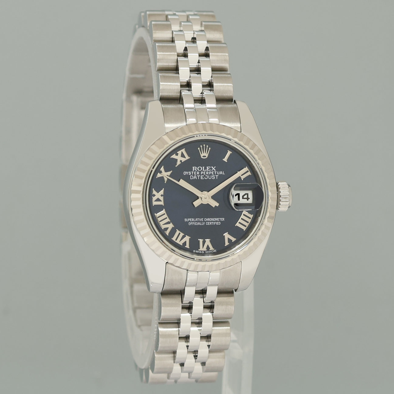 2014 MINT Ladies Rolex DateJust 179174 Blue Roman Jubilee 26mm Watch Box