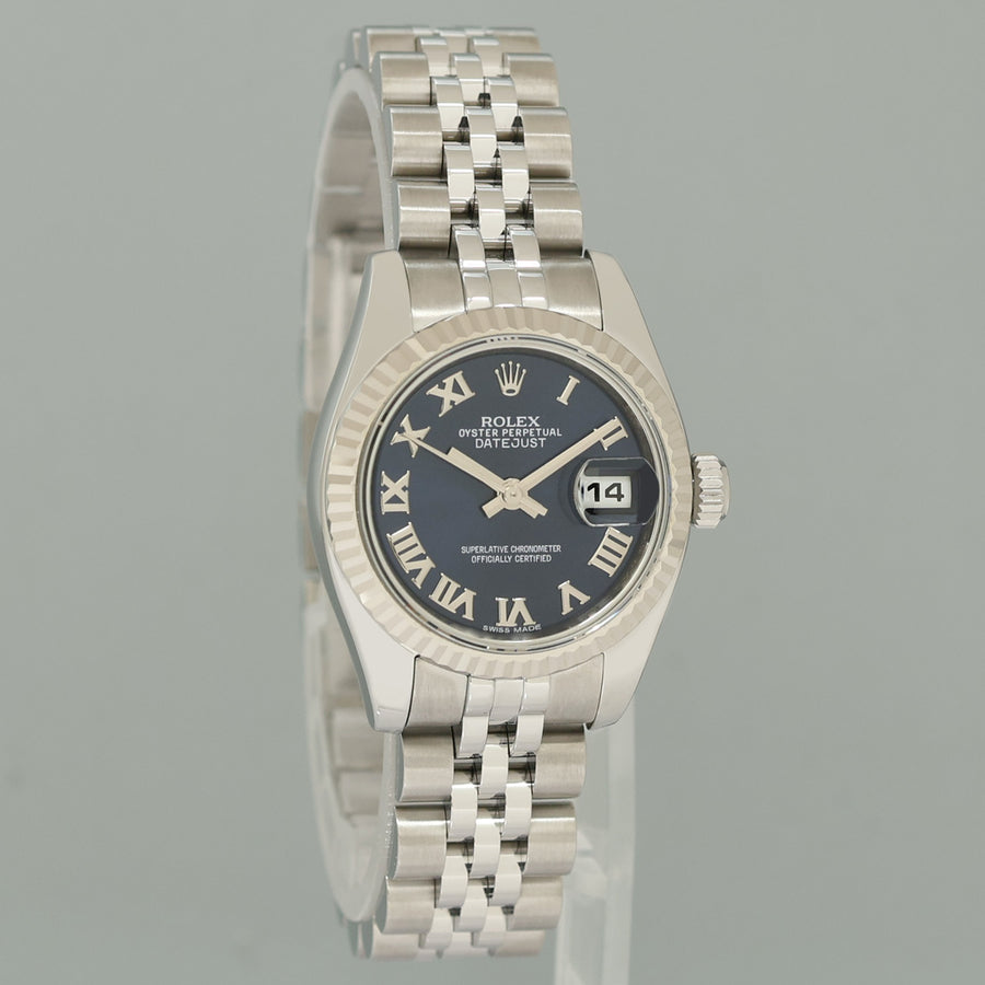 2014 MINT Ladies Rolex DateJust 179174 Blue Roman Jubilee 26mm Watch Box