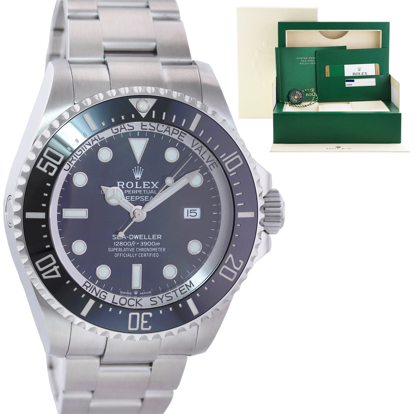 2018 MINT PAPERS Rolex Sea-Dweller Deepsea Black 126660 44mm Steel Watch Box