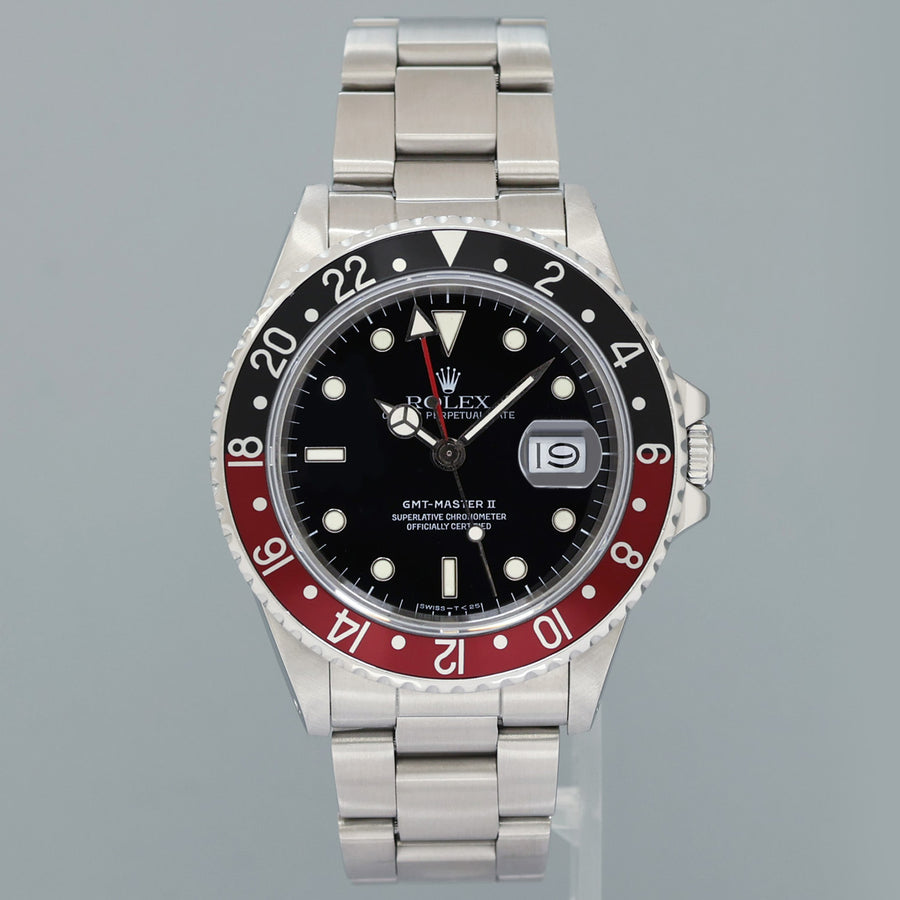 1987 Rolex GMT-Master II 16760 Fat Lady Coke Red Steel 40mm Watch Box