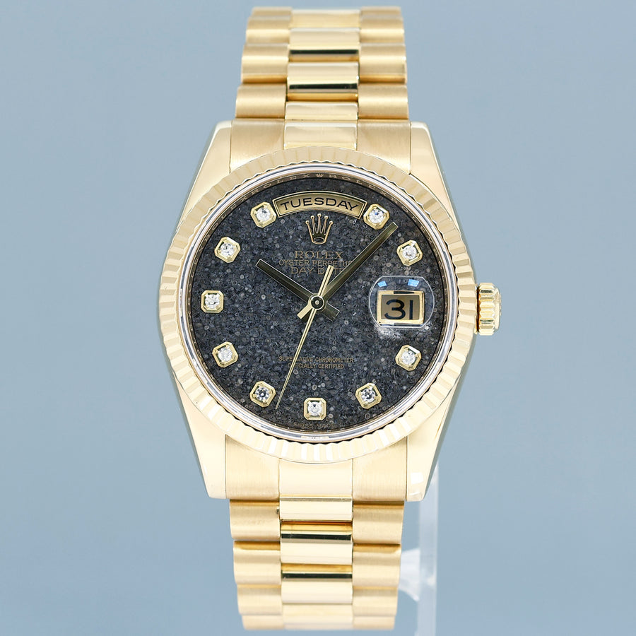 Mint 2007 Rolex President Yellow Gold Diamond Jurassic Ammonite 118238 Day Date Watch