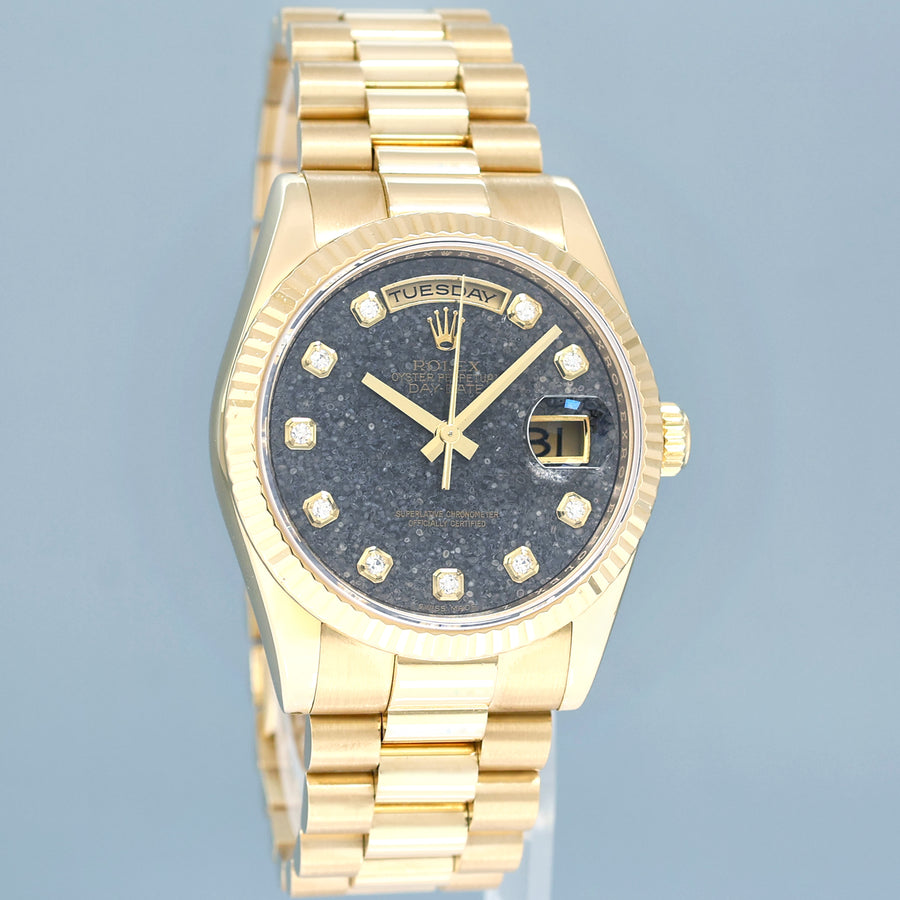 Mint 2007 Rolex President Yellow Gold Diamond Jurassic Ammonite 118238 Day Date Watch