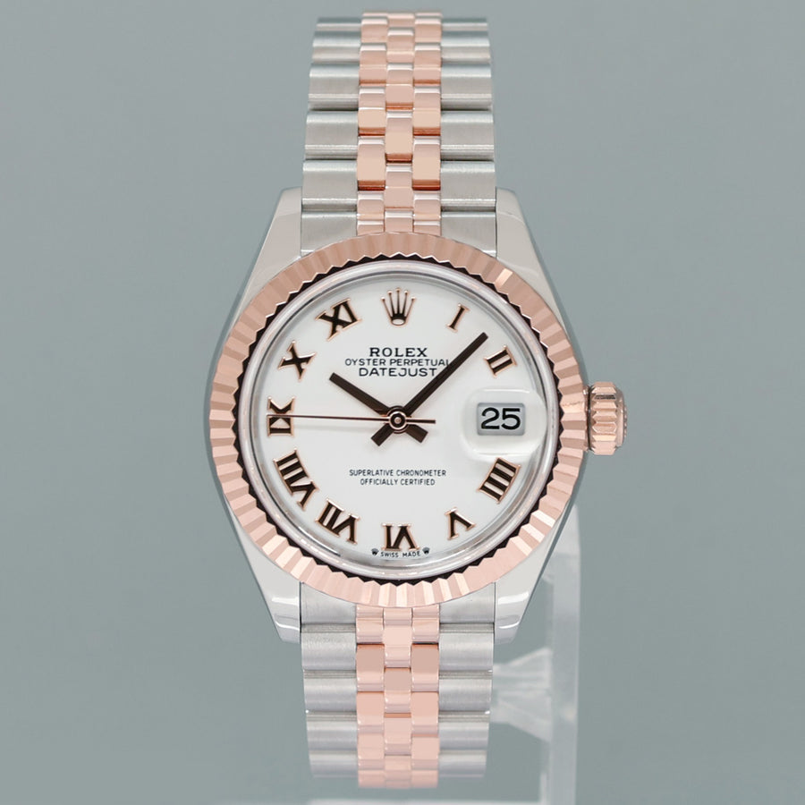 2025 NEW PAPERS Ladies Rolex DateJust 279171 White Roman Rose Gold Jubilee Watch