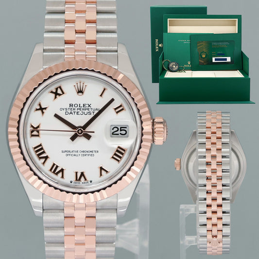 2025 NEW PAPERS Ladies Rolex DateJust 279171 White Roman Rose Gold Jubilee Watch