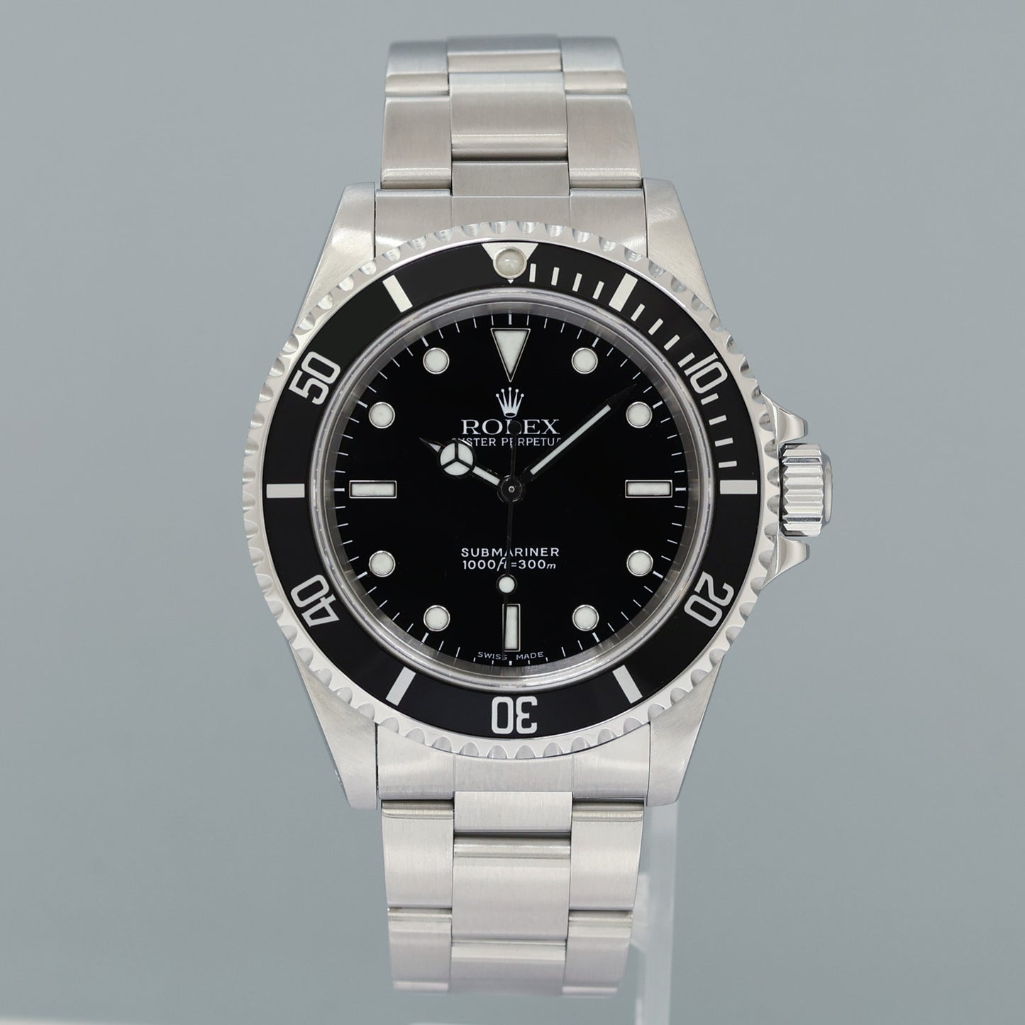 PAPERS 2001 MINT Rolex 14060 Submariner No-Date 2 Line Dial Steel Black Watch Box
