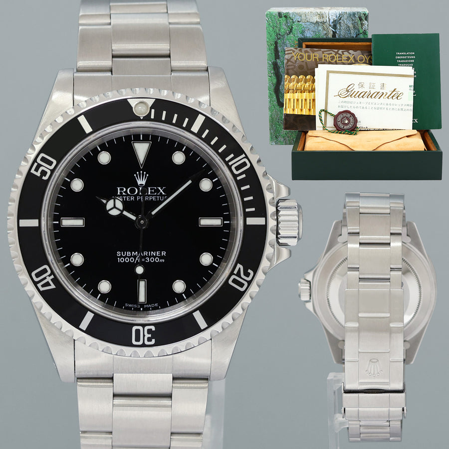 PAPERS 2001 MINT Rolex 14060 Submariner No-Date 2 Line Dial Steel Black Watch Box