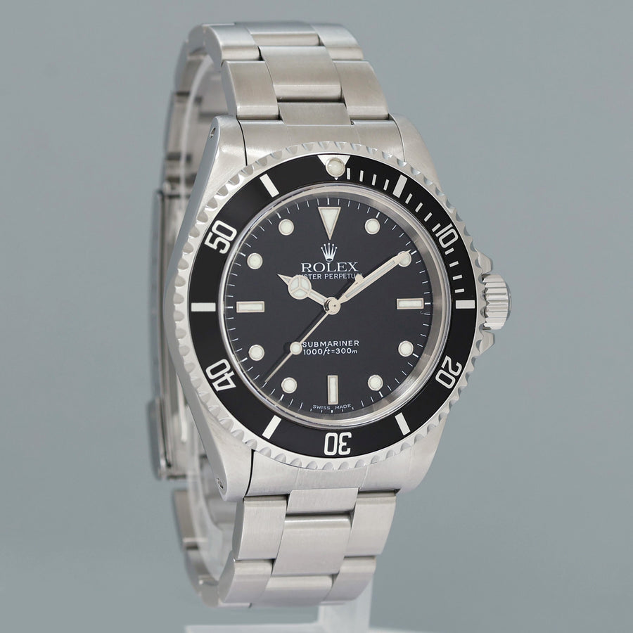 PAPERS 2001 MINT Rolex 14060 Submariner No-Date 2 Line Dial Steel Black Watch Box