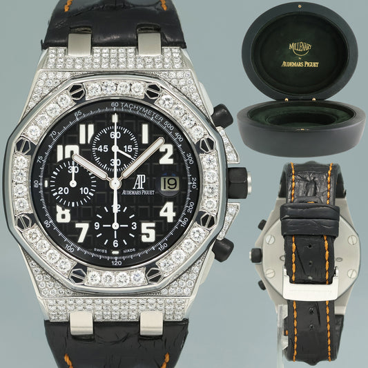 Audemars Piguet Royal Oak Offshore Diamond Bezel Lugs Black 42mm 26170ST Watch