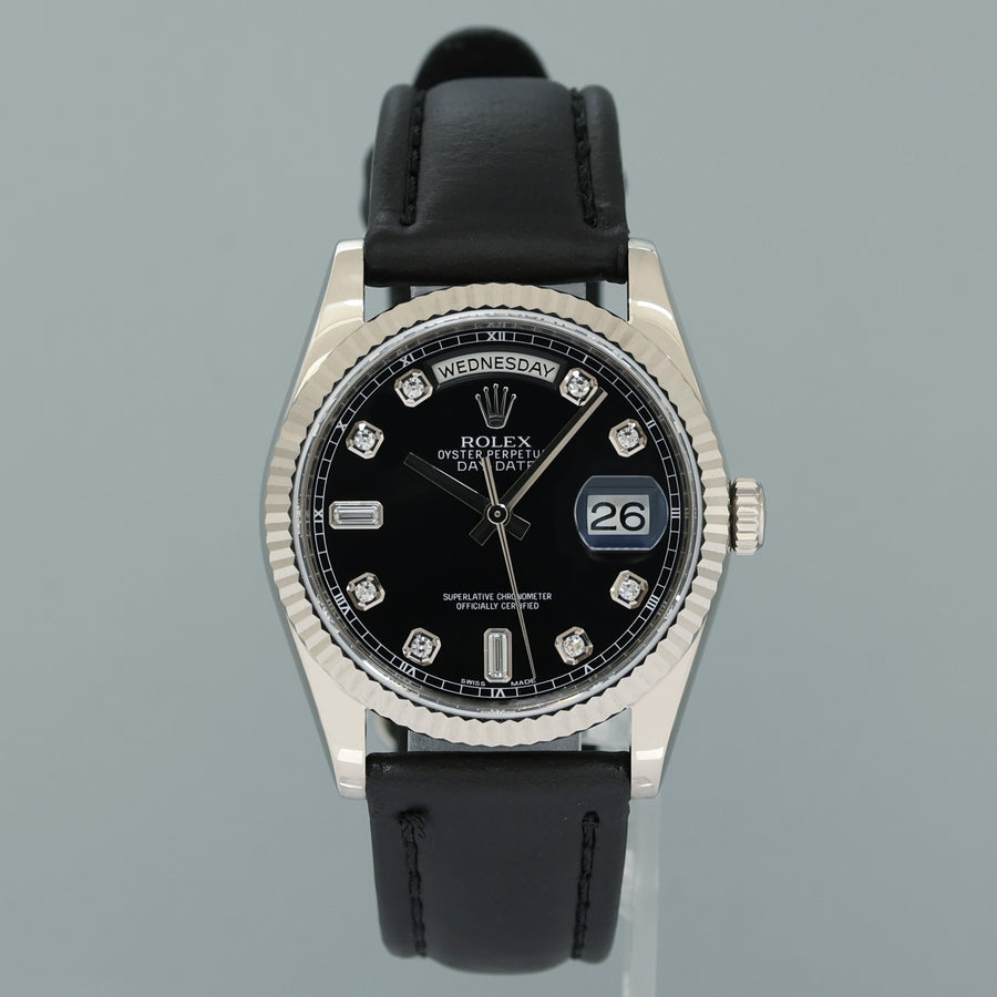 2013 MINT Rolex President Day Date 118239 White Gold Black Diamond Watch Box