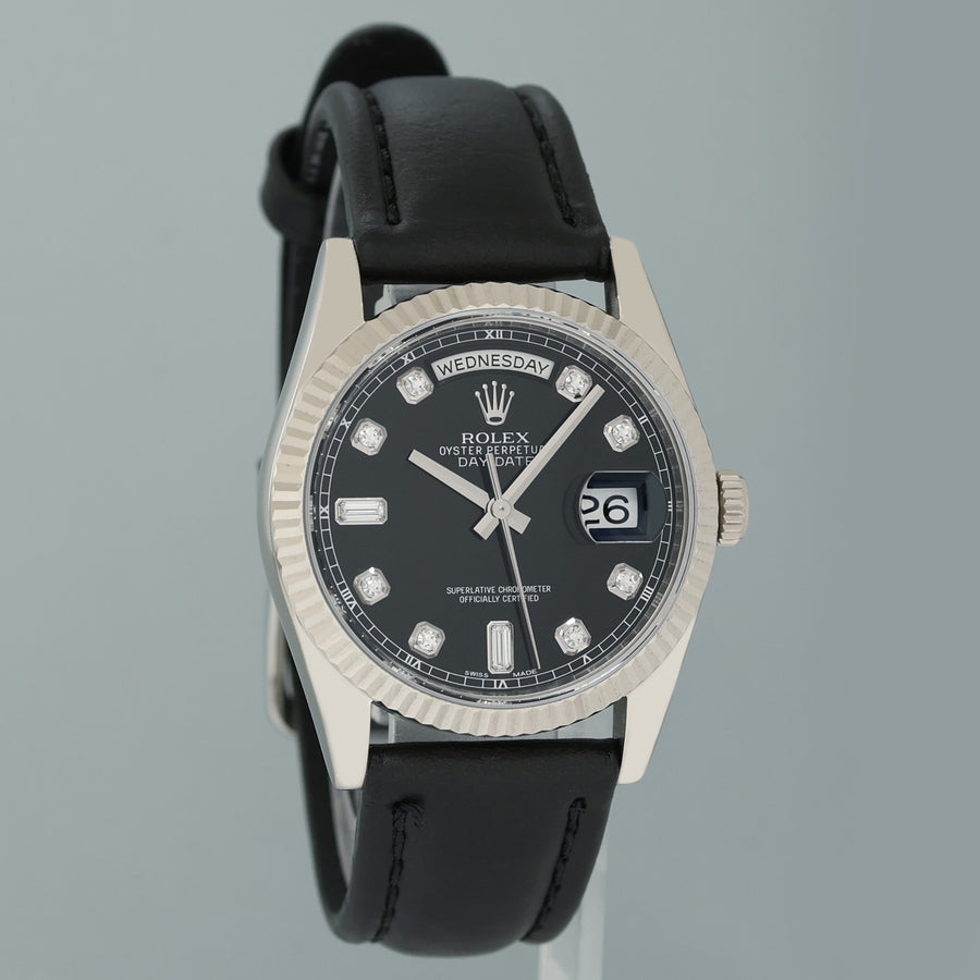 2013 MINT Rolex President Day Date 118239 White Gold Black Diamond Watch Box