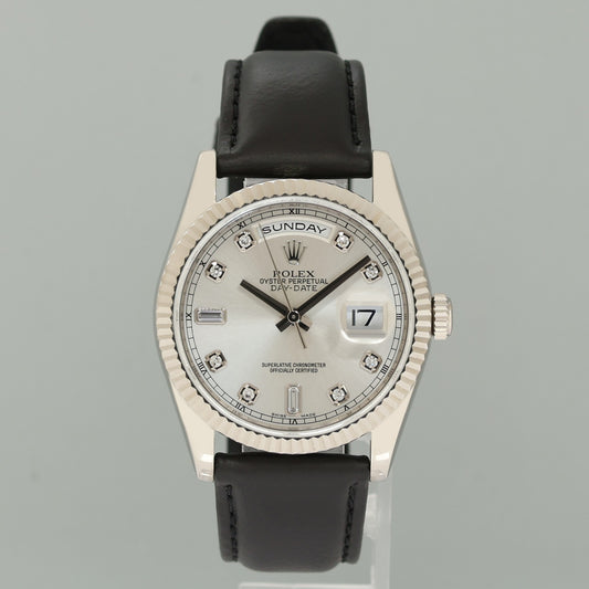 2013 MINT Rolex President Day Date 118239 White Gold Silver Diamond Watch Box