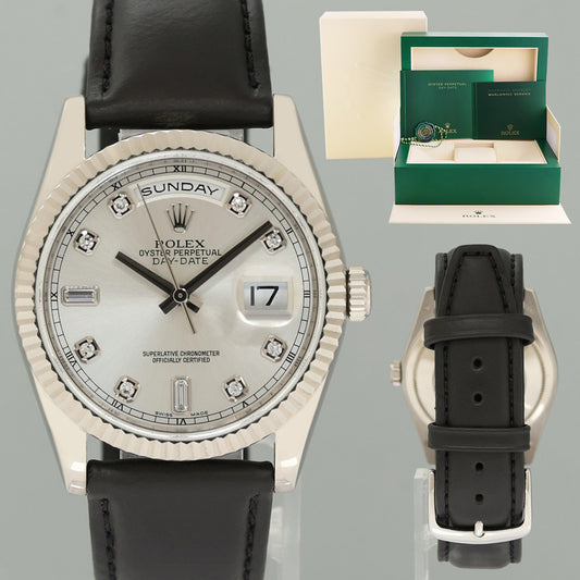 2013 MINT Rolex President Day Date 118239 White Gold Silver Diamond Watch Box