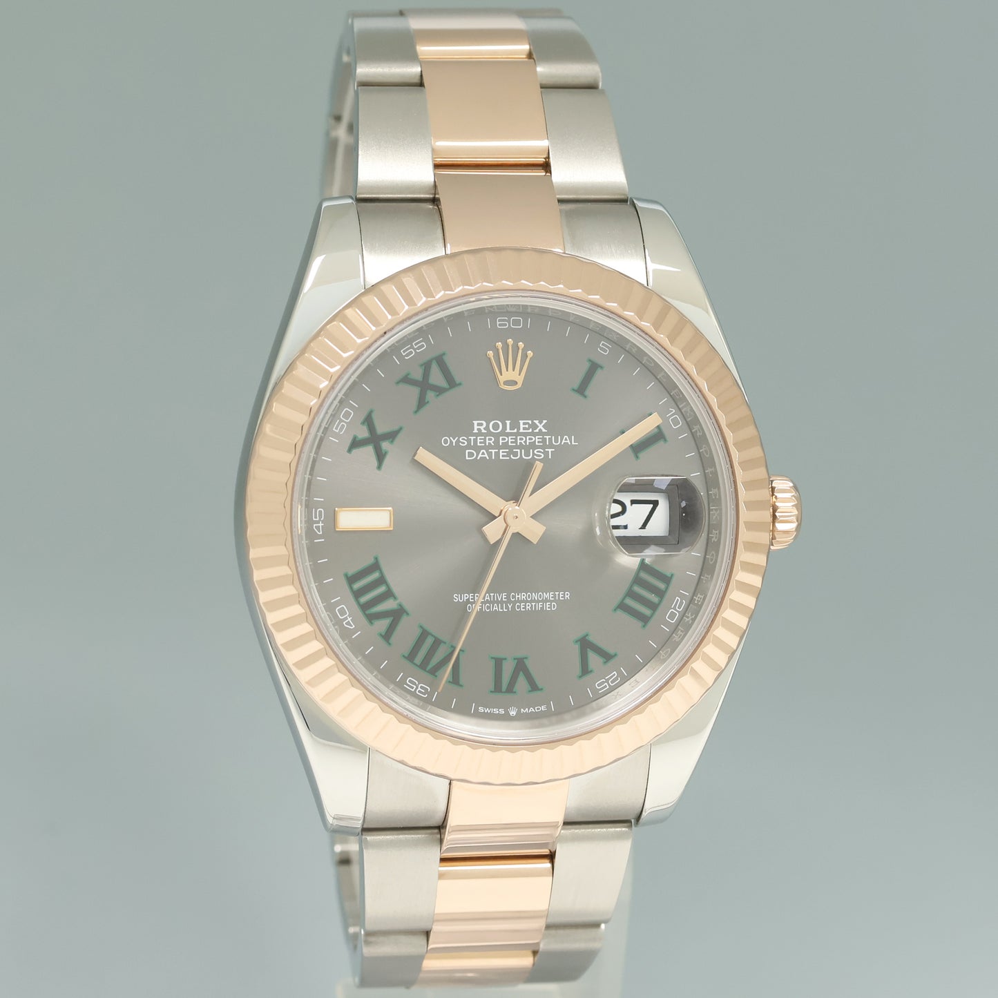 2021 NEW PAPERS Rolex DateJust 41 126331 Wimbledon Rose Gold Two-Tone Oyster Watch Box