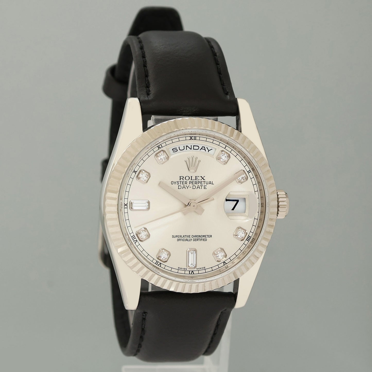 2013 MINT Rolex President Day Date 118239 White Gold Silver Diamond Watch Box