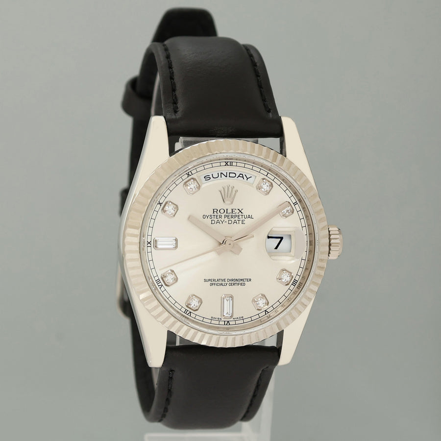 2013 MINT Rolex President Day Date 118239 White Gold Silver Diamond Watch Box