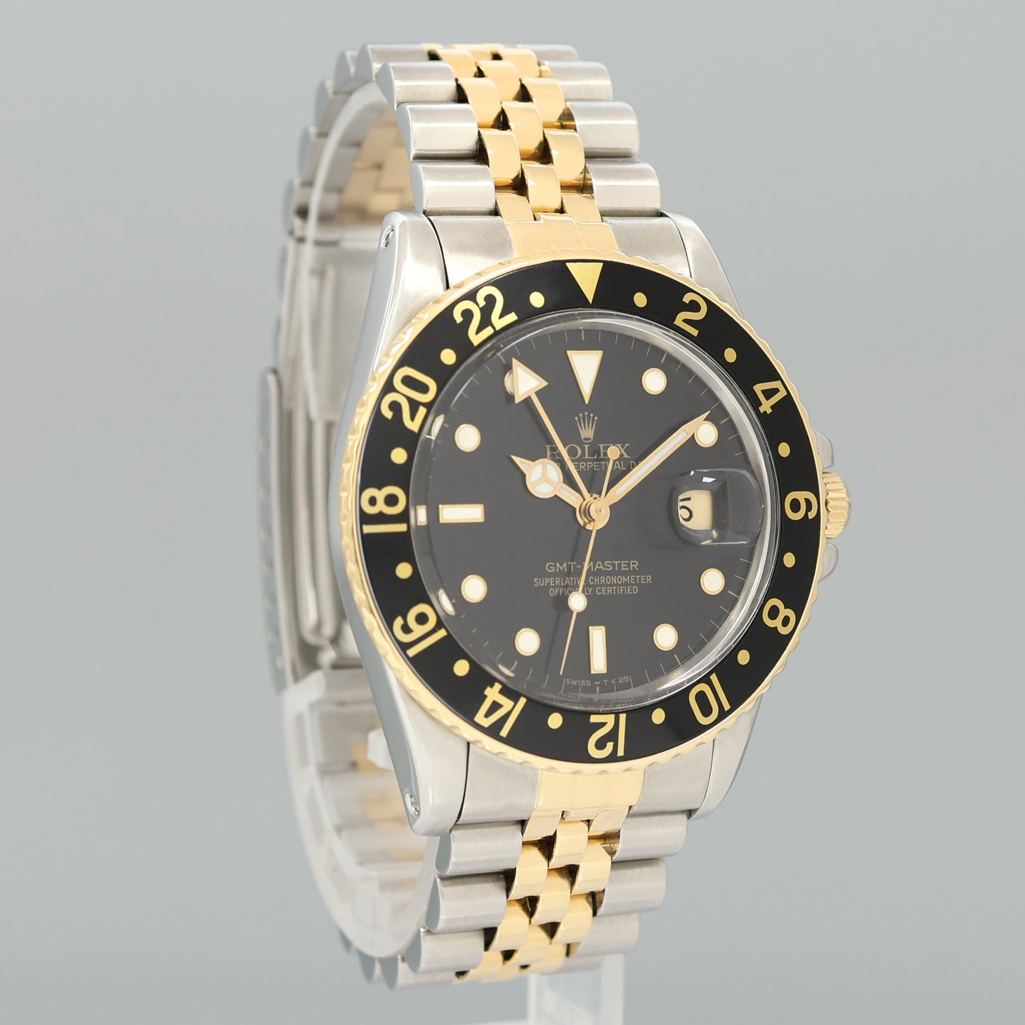 MINT Rolex GMT-Master 2 16753 Two-Tone Yellow Jubilee Black Dial 40mm Watch Box