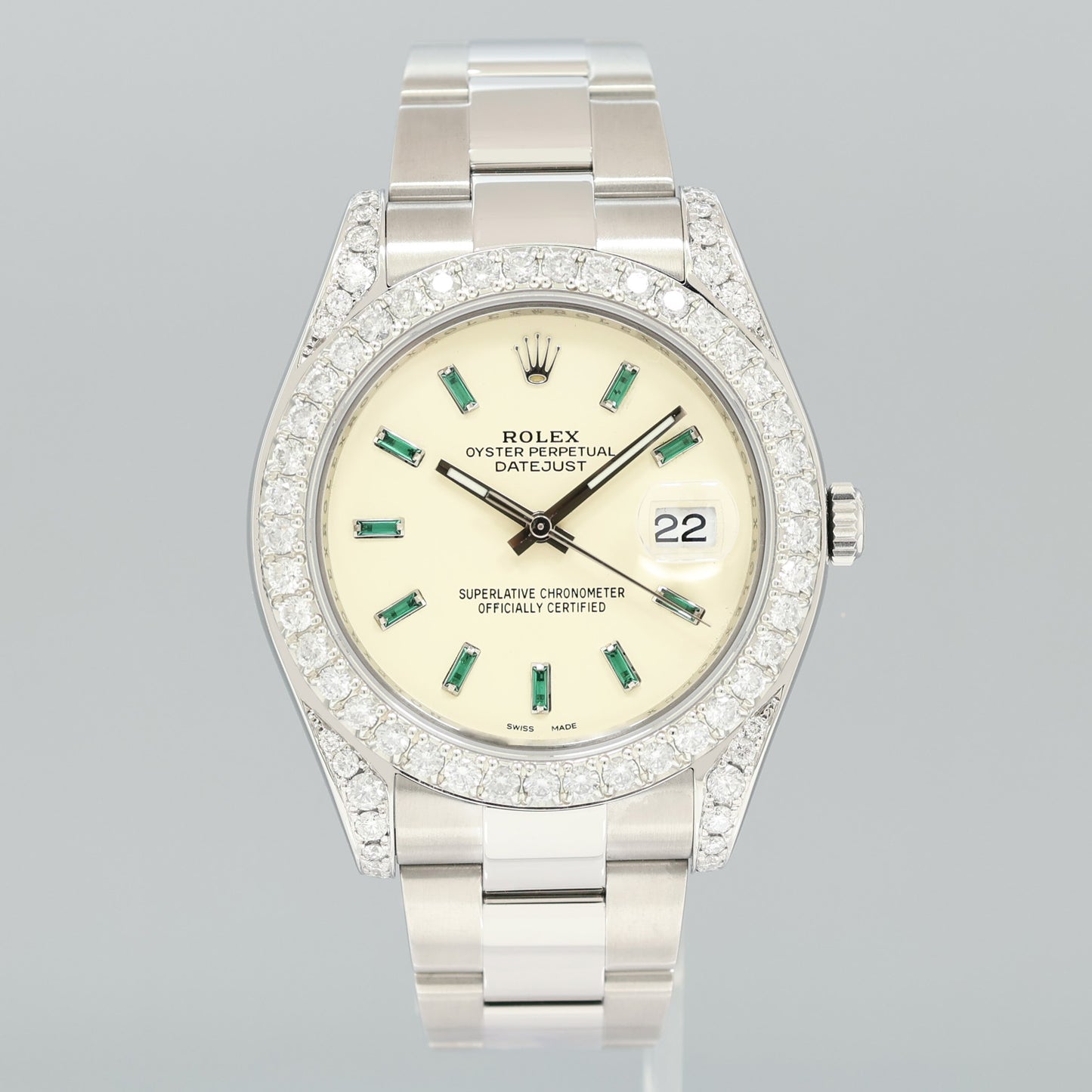 DIAMOND EMERALD Rolex Datejust II 116300 Oyster 41mm Watch Box