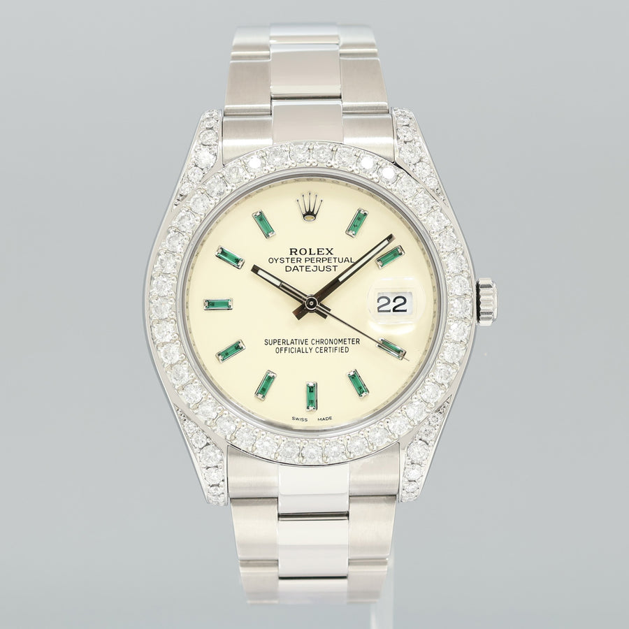 DIAMOND EMERALD Rolex Datejust II 116300 Oyster 41mm Watch Box