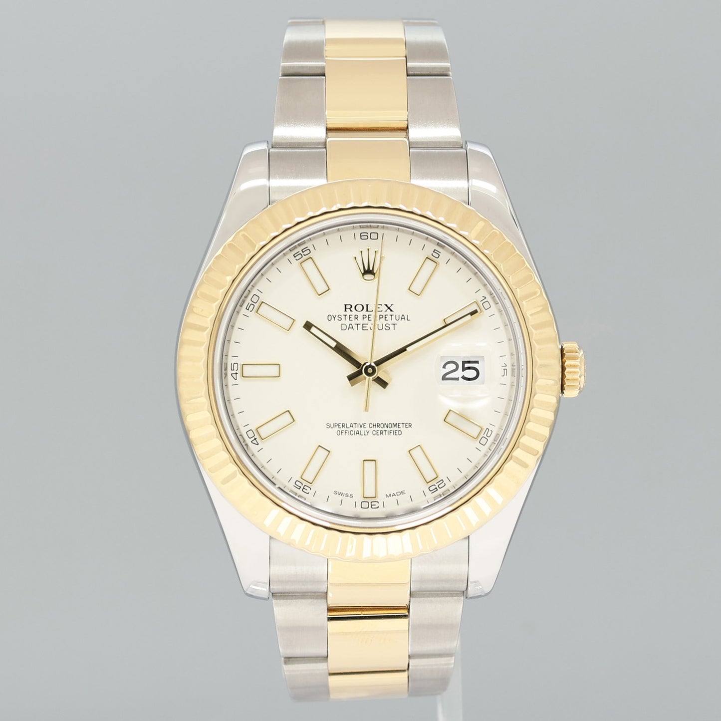 MINT Rolex Datejust II 2 Ivory Stick 116333 Two-Tone Yellow 41mm Gold Watch Box