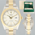 MINT Rolex Datejust II 2 Ivory Stick 116333 Two-Tone Yellow 41mm Gold Watch Box