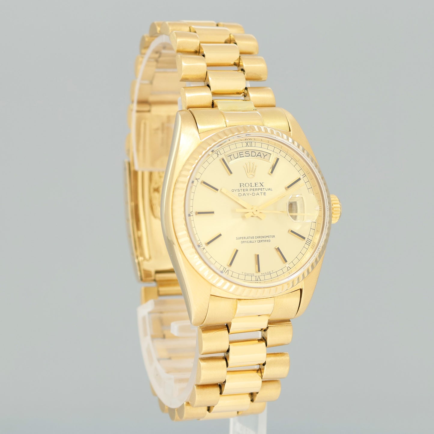 Rolex President Day Date Champagne 18038 Quick Set 18k Yellow Gold Watch Box
