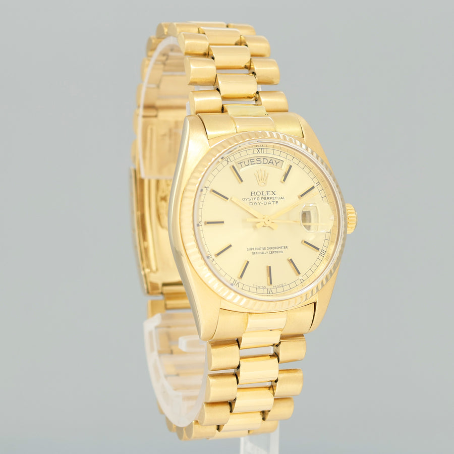 Rolex President Day Date Champagne 18038 Quick Set 18k Yellow Gold Watch Box