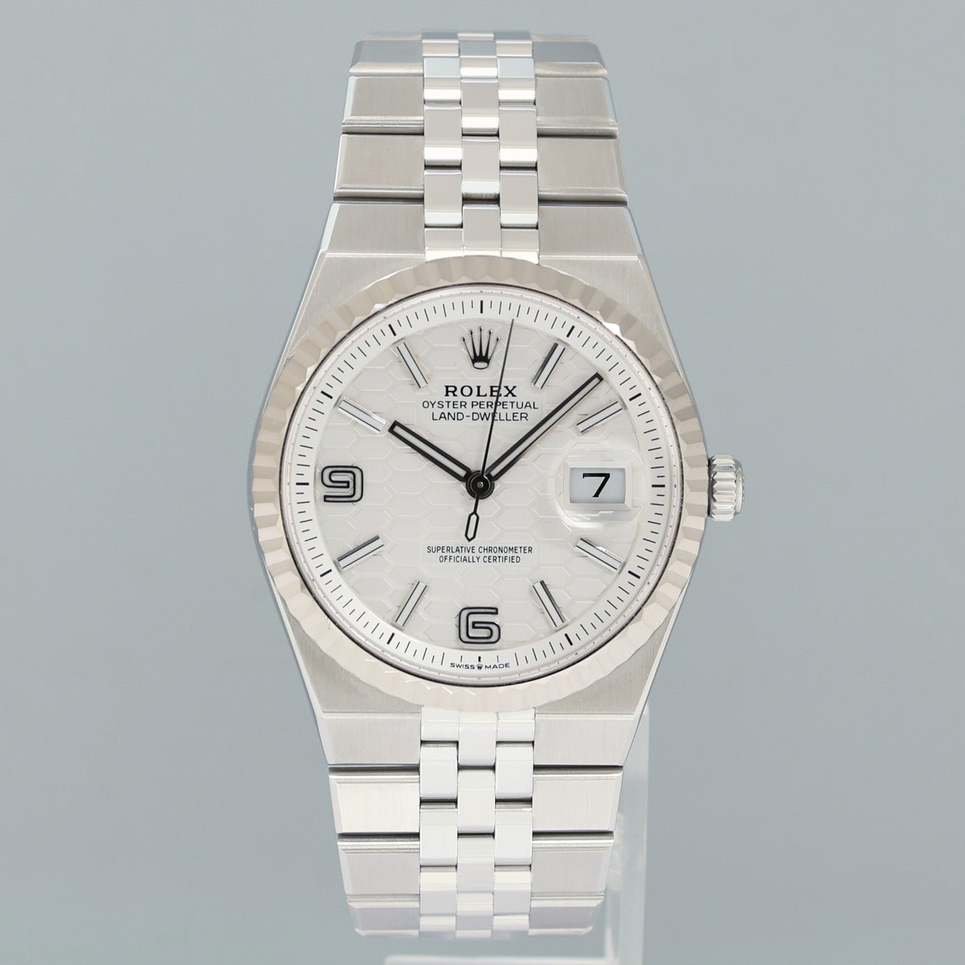 2026 NEW PAPERS 127234 Rolex Land-Dweller Steel Jubilee 36mm White Gold Fluted Watch