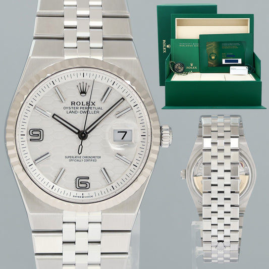 2026 NEW PAPERS 127234 Rolex Land-Dweller Steel Jubilee 36mm White Gold Fluted Watch