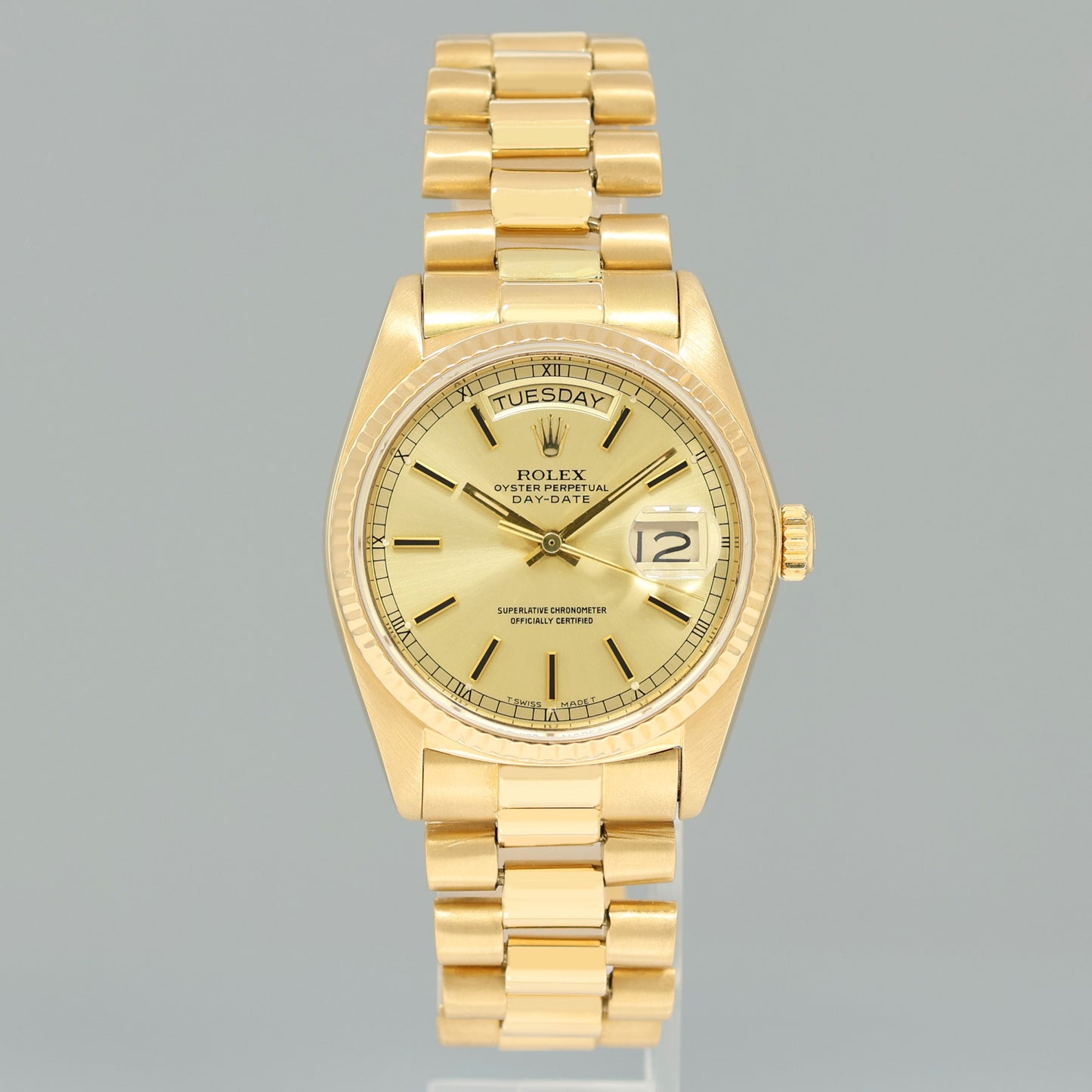 Rolex President Day Date Champagne 18038 Quick Set 18k Yellow Gold Watch Box