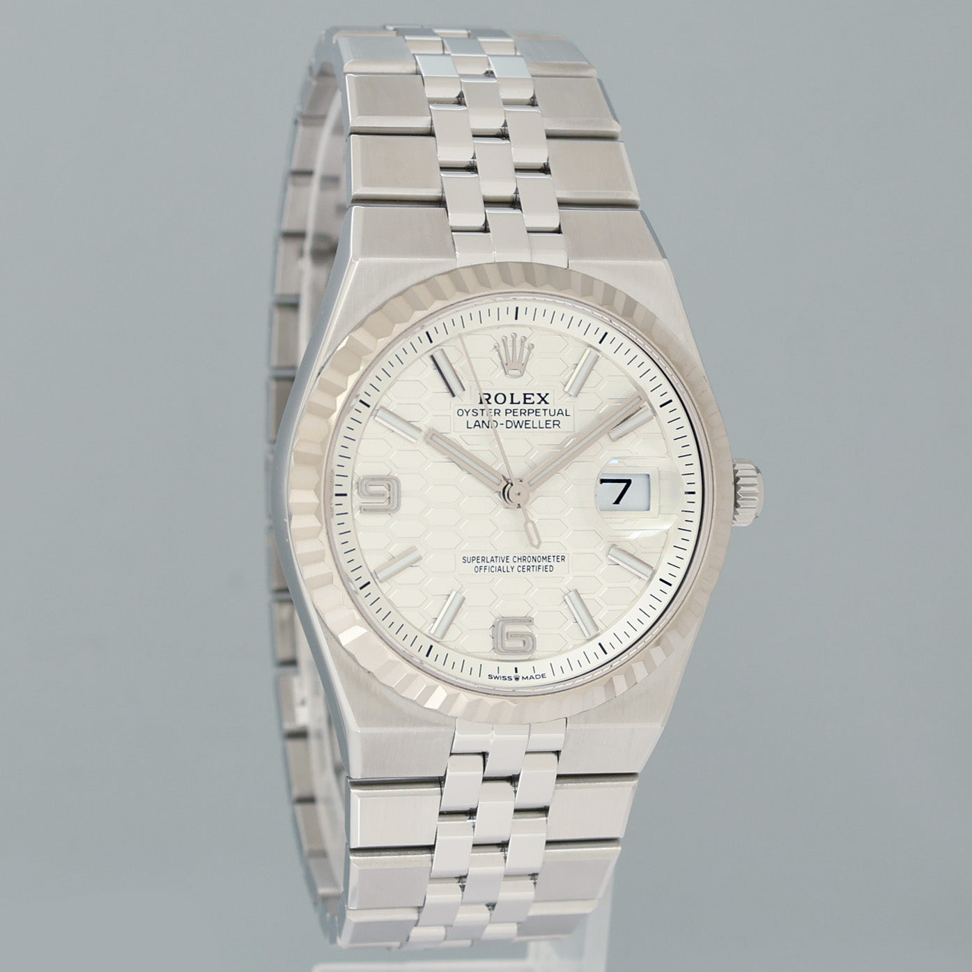 2026 NEW PAPERS 127234 Rolex Land-Dweller Steel Jubilee 36mm White Gold Fluted Watch