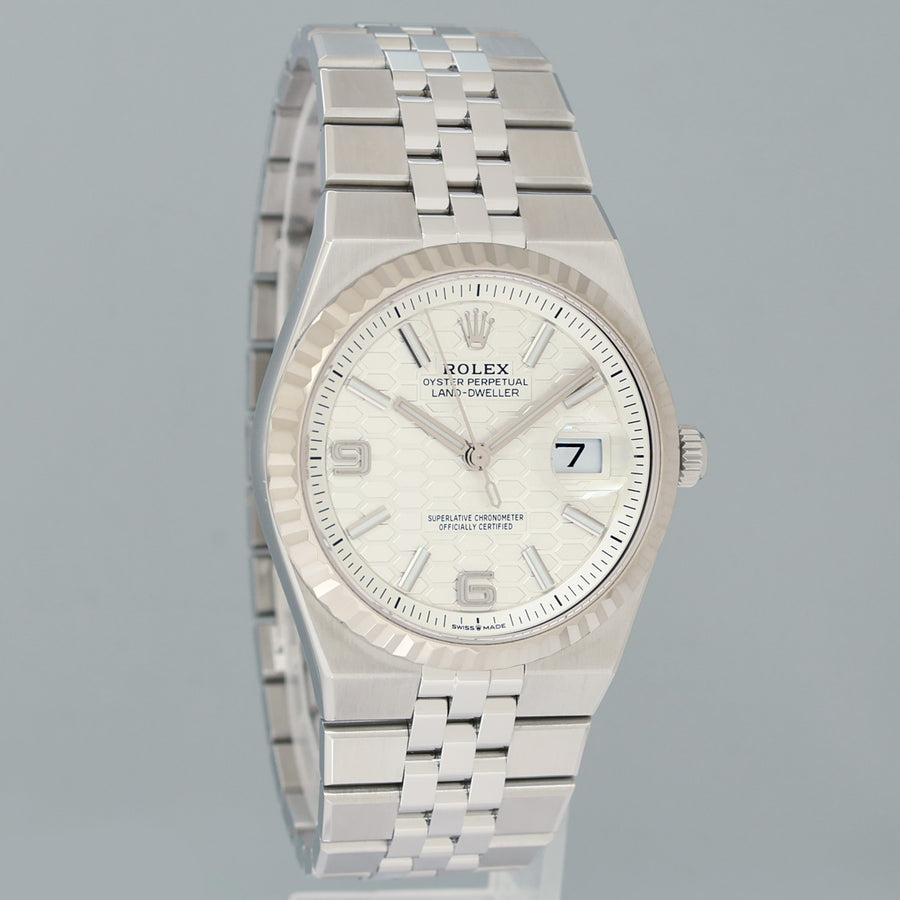 2026 NEW PAPERS 127234 Rolex Land-Dweller Steel Jubilee 36mm White Gold Fluted Watch