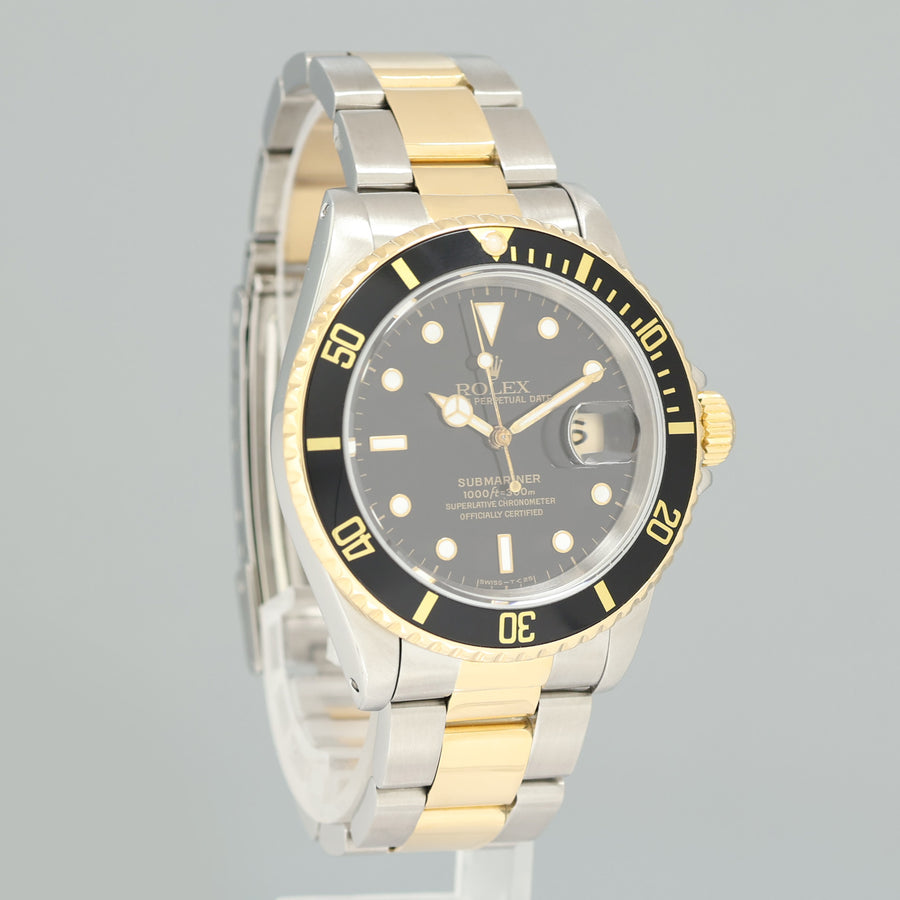 Rolex Submariner 16613 Gold Steel Yellow Gold Two Tone Black Watch Box