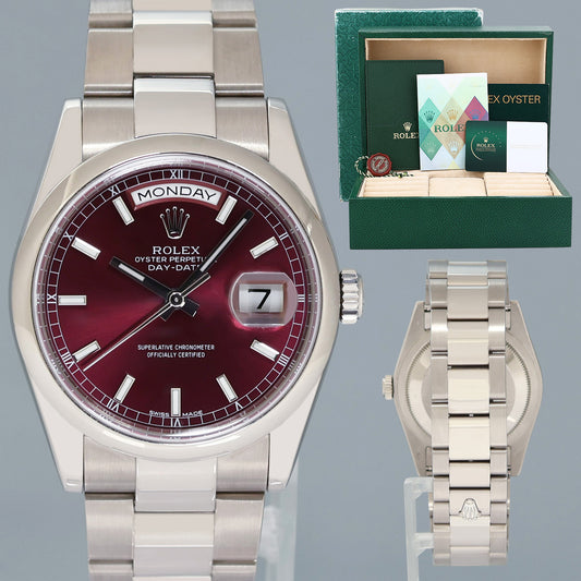 PAPERS 2026 RSC PAPERS Rolex President Day Date Cherry Red 118209 White Gold Watch