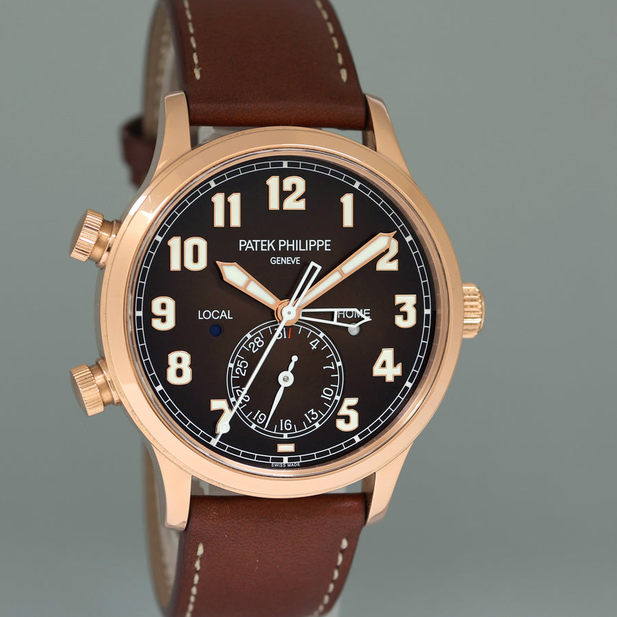 MINT 5524R Patek Philippe Travel Time Leather Rose Gold Travel Time 42mm Watch Box