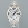MINT Rolex DateJust 16014 Mother of Pearl Diamond Bezel Jubilee Band 36mm Watch Box