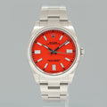 2022 MINT Rolex Oyster Perpetual 41mm Custom Red Coral Oyster 124300 Watch Box