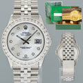 MINT Rolex DateJust 16014 Mother of Pearl Diamond Bezel Jubilee Band 36mm Watch Box