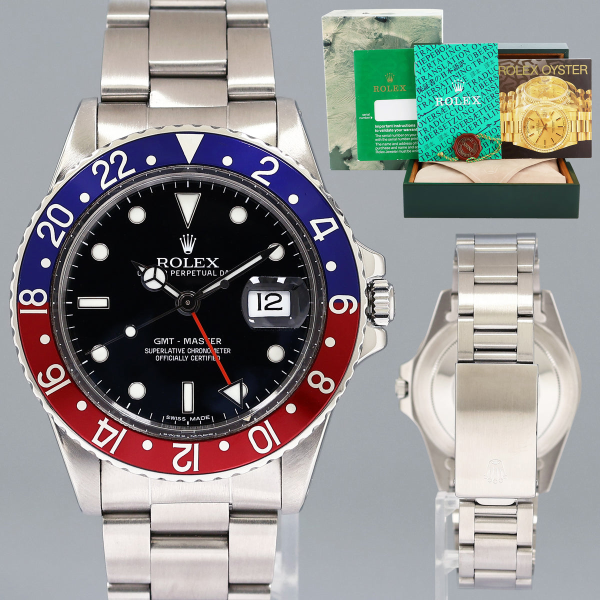 1982 MINT Rolex 16750 GMT-Master Pepsi Blue Red 40mm Steel Watch Box