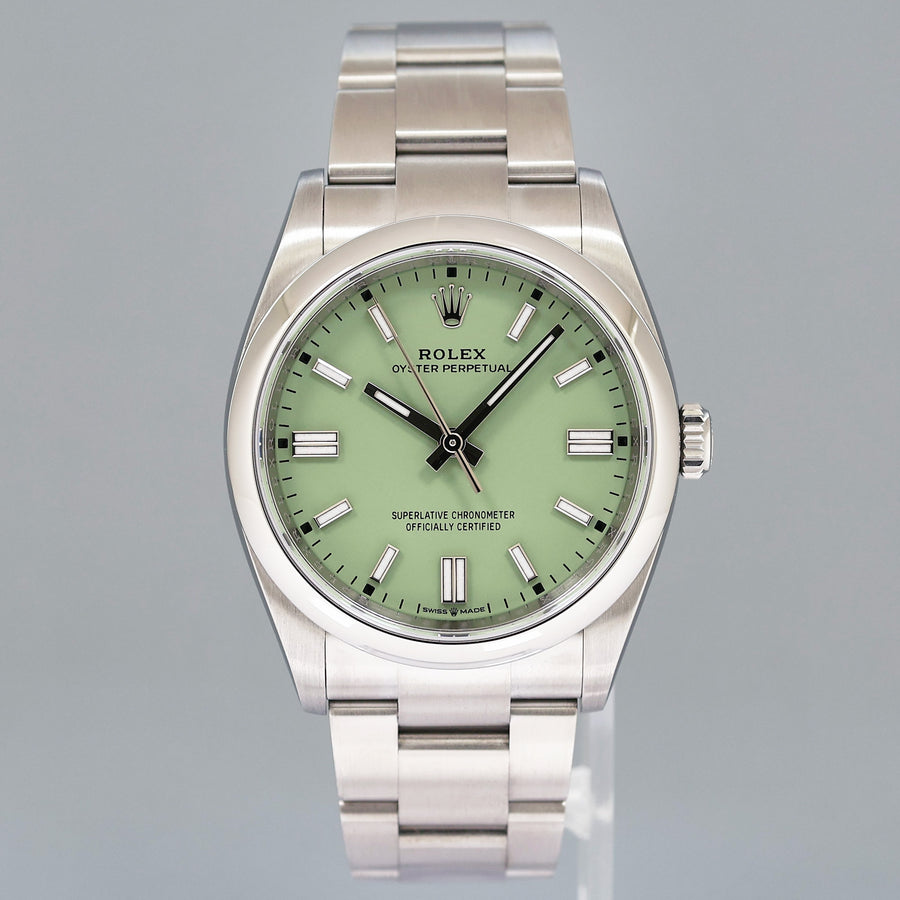 2025 MINT Rolex Oyster Perpetual 126000 Pistachio Steel 36mm Watch Box