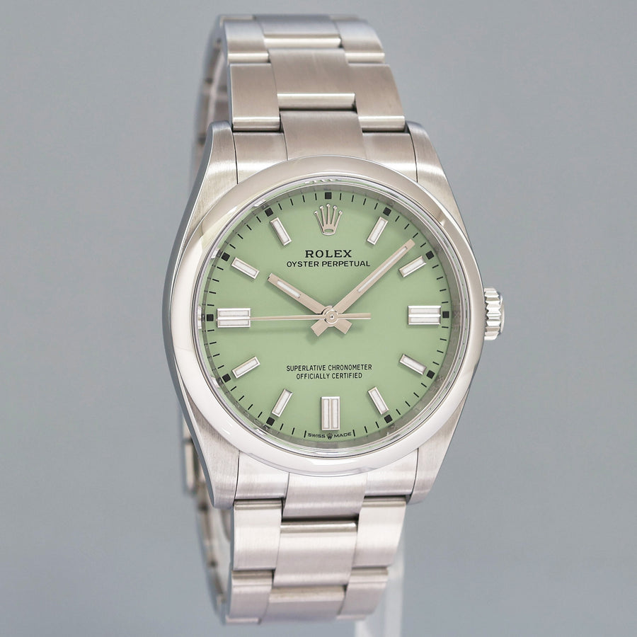 2025 MINT Rolex Oyster Perpetual 126000 Pistachio Steel 36mm Watch Box