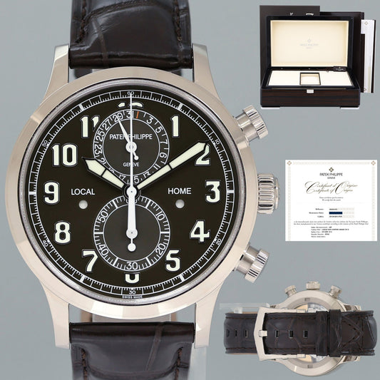 2024 New PAPERS Patek Philippe 5924g Green White Gold Travel Time Leather 42mm Watch